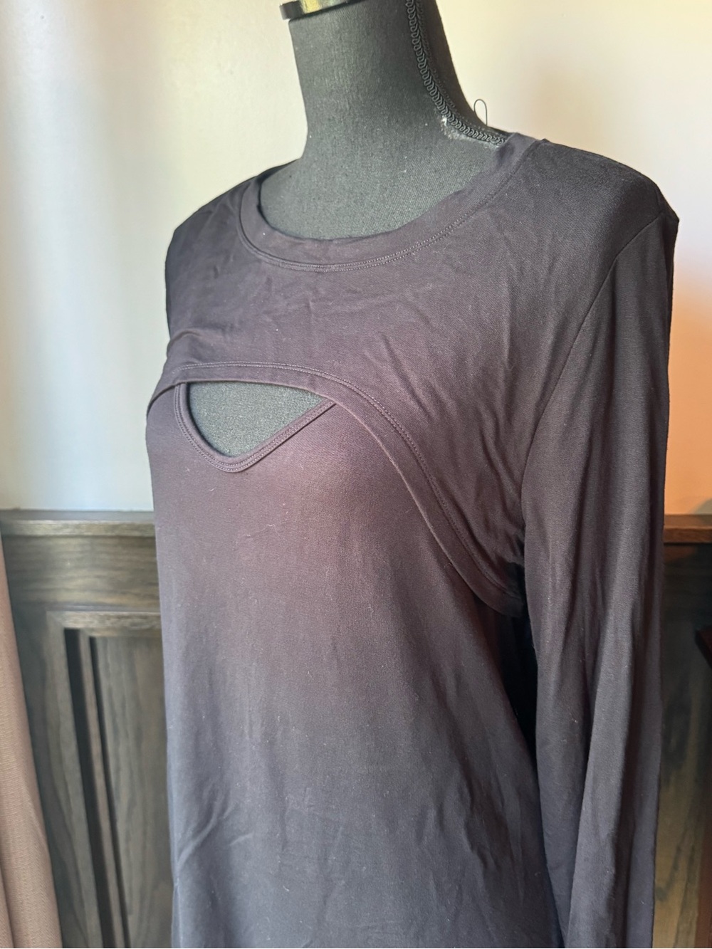 Cabi black peekaboo black long sleeve top medium nwot - Picture 5 of 7